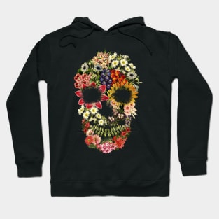 Floral Skull Vintage Black Hoodie